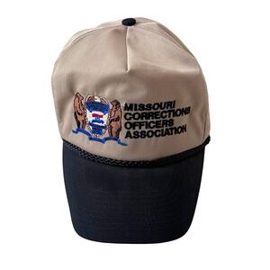 Missouri Corrections Officers Association VTG Embroidered Tan Black Baseball Cap
